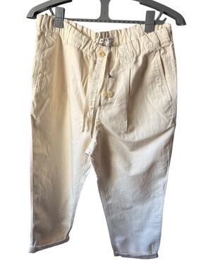 Alex Mill Ina Pleated Pants Women Ivory Drawstring Cotton Twill Cropped NWT